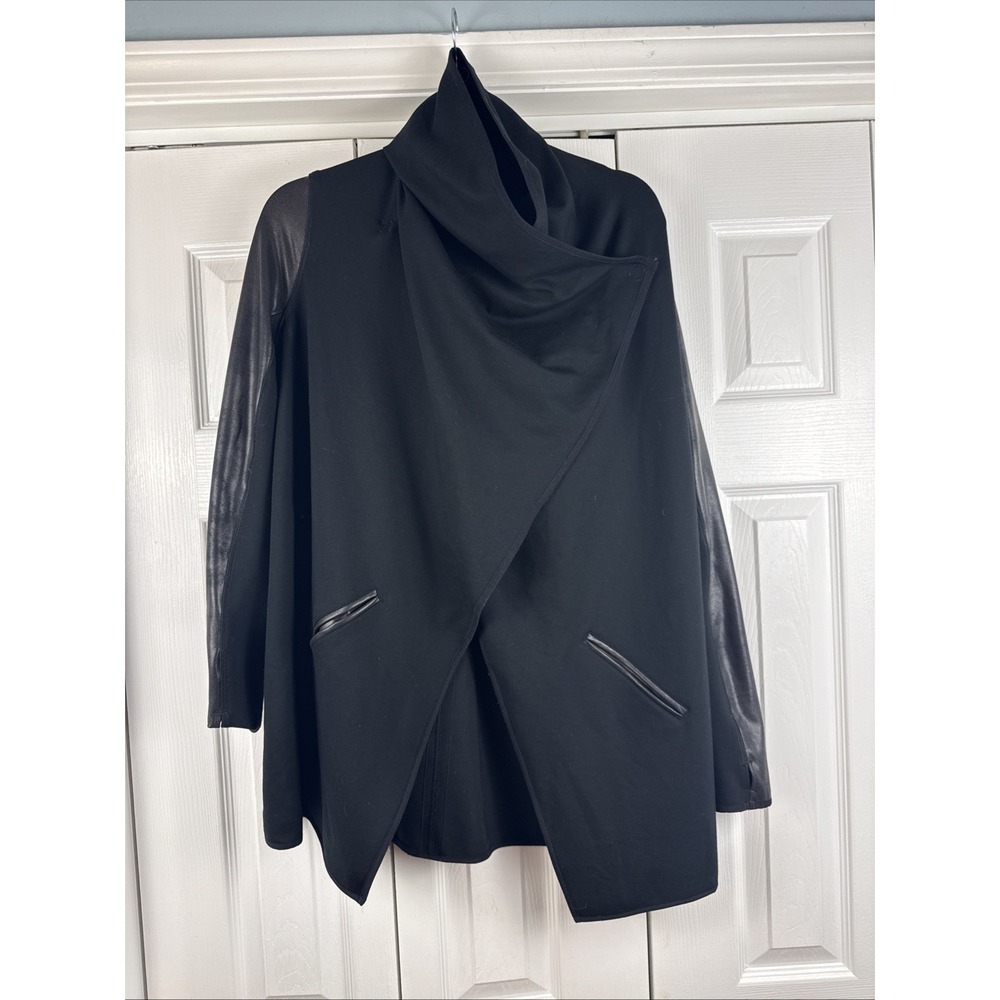 Spanx Women's Size Medium Jacket Drape Front Ponte Fabric Black Athleisure